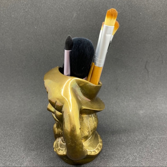 Vintage Pirate Swashbuckler Head  Brass Pen Holder - Picture 3 of 12